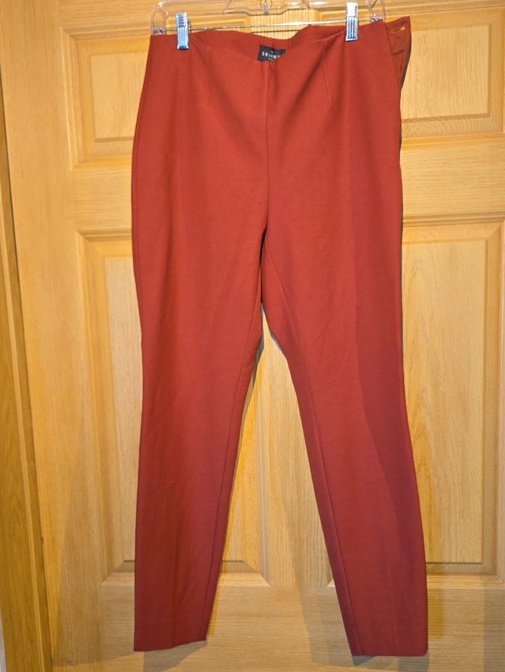 White House Black Market Slim Ponte Ankle Pants in Rust Red